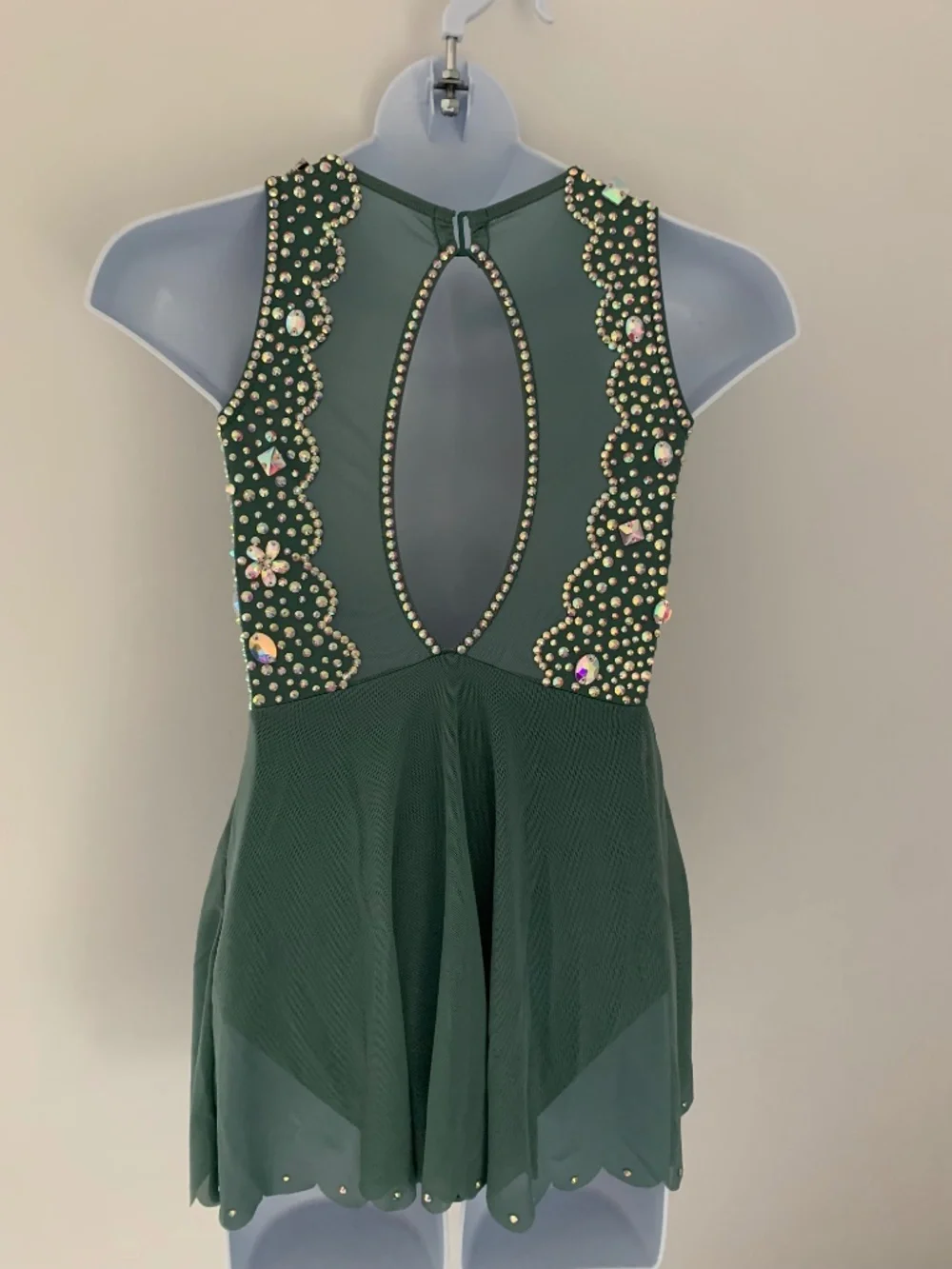 Sage Green Rhinestone Dance Dress: Child Size 6/6X
